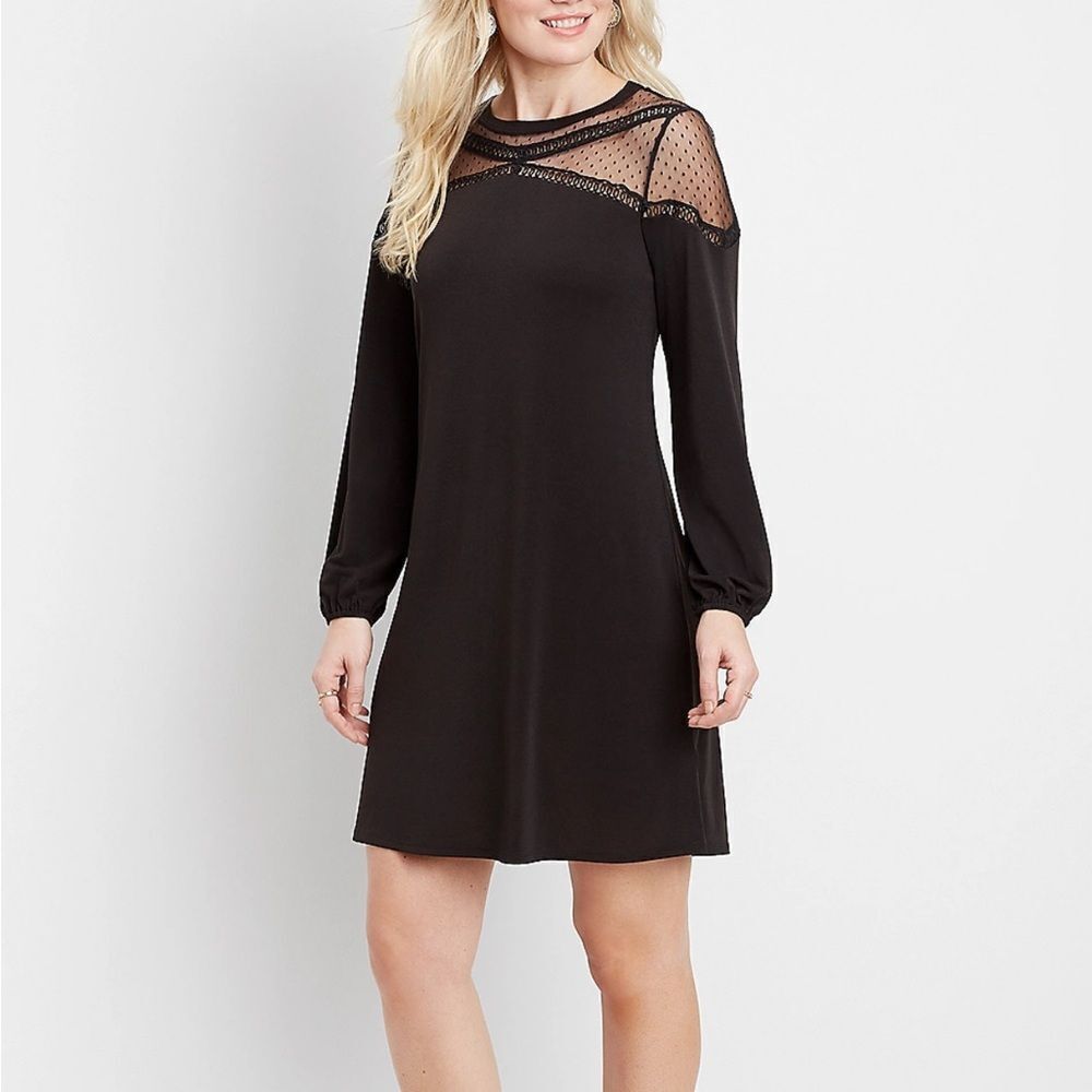 Maurices Black Long Sleeve Sheer Dress Elegant and Versatile
